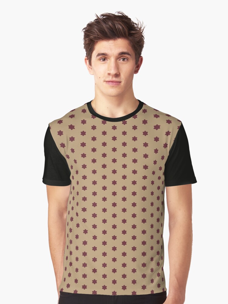 Graphic T-Shirt, Geometric Royal Circle Cabernet Six Pointed Stars On Lark designed and sold by Triplicate Limited