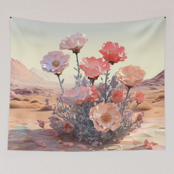 Item preview, aesthetic pink flowers in the desert designed and sold by Mauswohn.