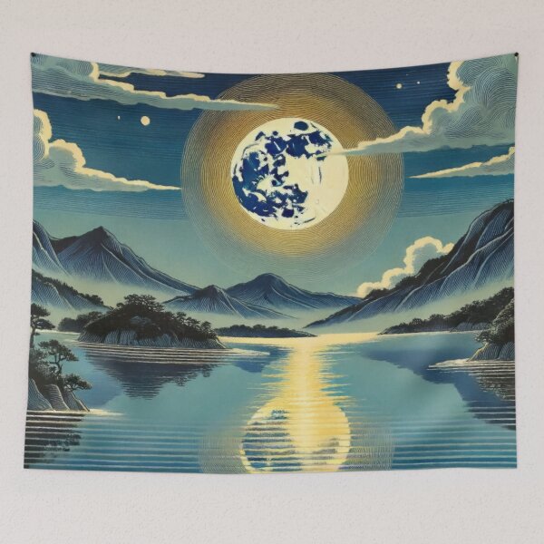 Item preview, Moon Blessing - A Contemporary Ukiyo-e Nature Landscape designed and sold by Kijiermono.
