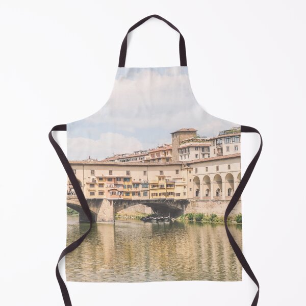 Item preview, Florence, Italy I Pastel Ponte Vecchio on the Arno to experience dolce vita in Tuscany in sunny to retro vintage atmosphere with an Italian summer yellow sunny aesthetic like an old Mediterranean village designed and sold by Julie Travel Photography.