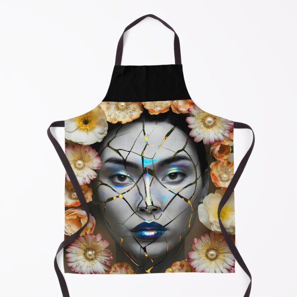 Item preview, Fractured Face Beauty: Golden Cracks and Pearly Blossoms designed and sold by EmeraldeaArt.