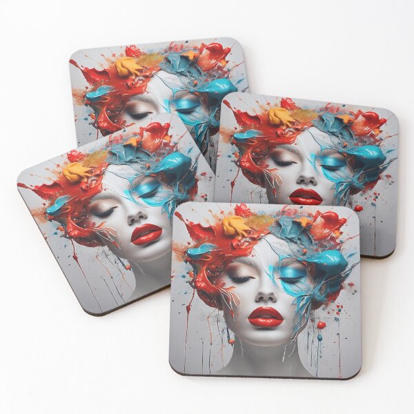 Item preview, Abstract Portrait of Woman With Colorful Paint Splashes designed and sold by AutoPics.