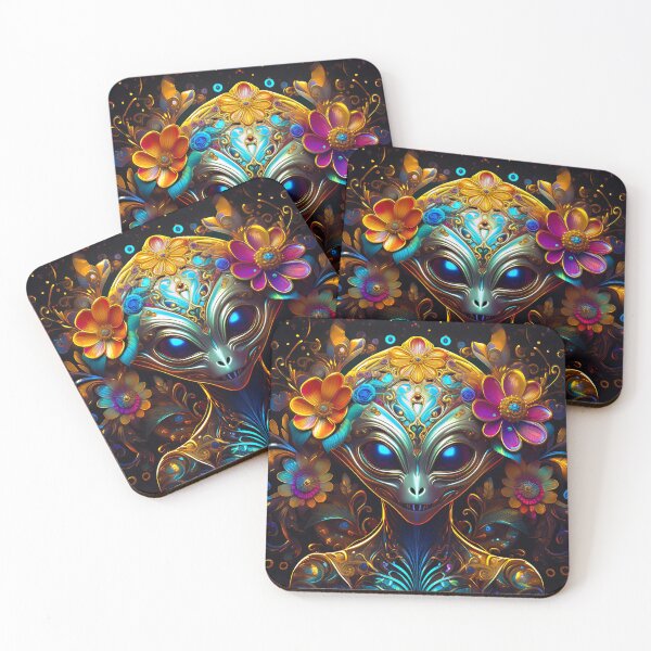Item preview, Psychedelic Adorable Alien with floral motifs designed and sold by rainsdesigns.