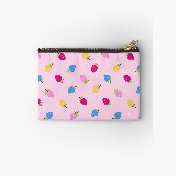 Item preview, multi-colored strawberries on a pink background designed and sold by burbura.