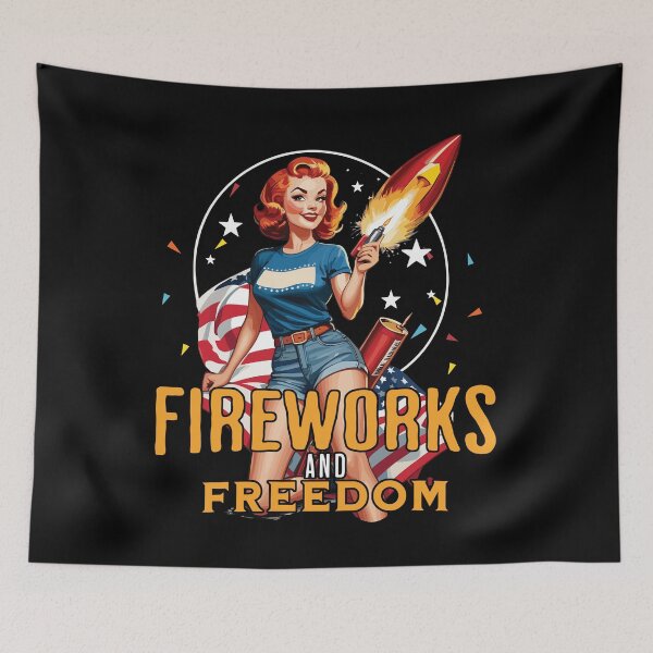 Item preview, Fireworks And Freedom Retro Vintage Design designed and sold by LuminOrb.