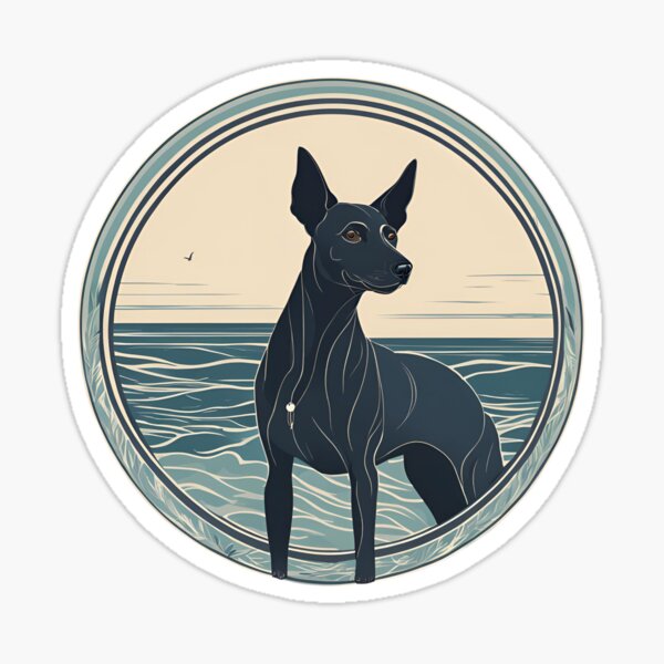 Vista previa del artículo con la obra «Perro viajero en el mar Perro Xoloitzcuintle dueño », diseñado y vendido por GoodyPaws.
