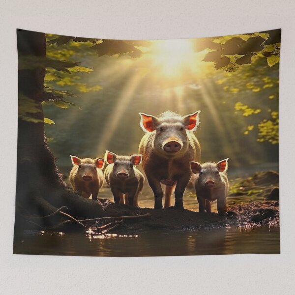 Aperçu de l'œuvre Un bain de boue relaxant pour les cochons créée et vendue par Collection de trésors .