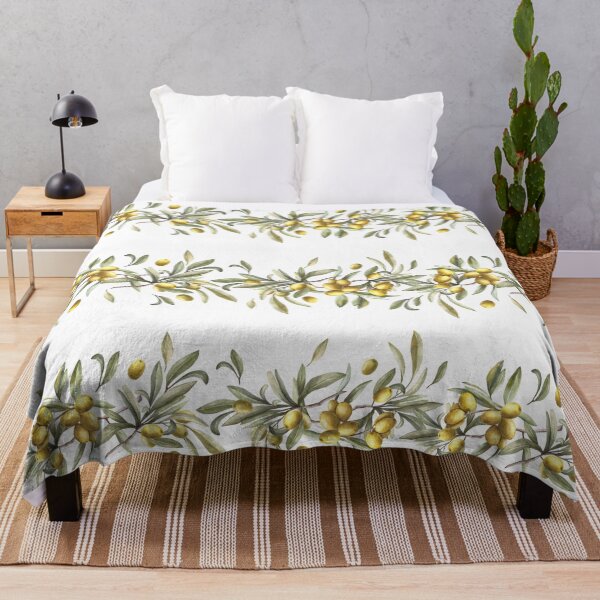 Item preview, Watercolor Olive tree branch with green leaves, fruits berries. Seamless border.  designed and sold by BartolArt.