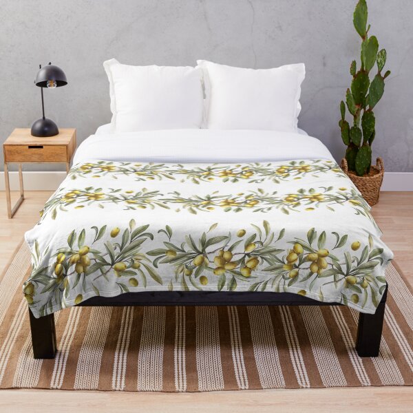 Item preview, Watercolor Olive tree branch with green leaves, fruits berries. Seamless border.  designed and sold by BartolArt.