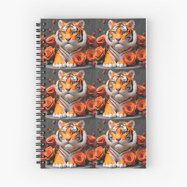 Aperçu de l'œuvre Tigre orange avec des roses créée et vendue par Burkae.