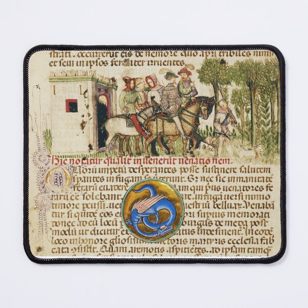 Item preview, MEDIEVAL HUNTING ON HORSEBACK WITH DOGS AND BLUE SNAKE DRAGON Medieval Miniature designed and sold by BulganLumini.