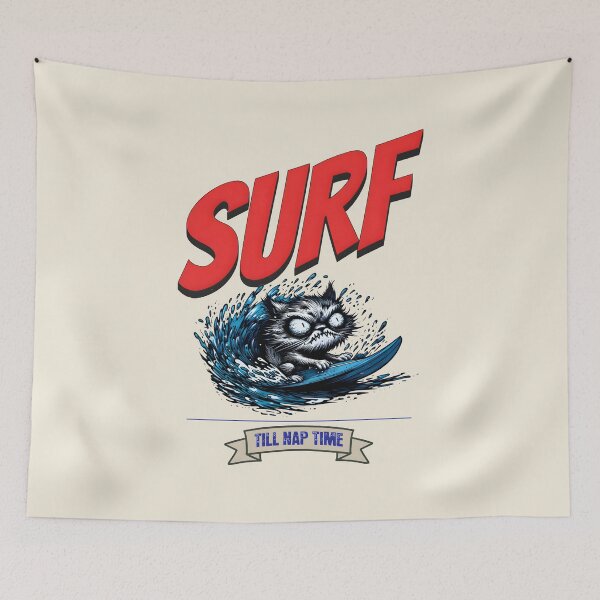 Item preview, Surf Till Nap Time - Funny Summer Surfing Cat designed and sold by Nabucodonoshop.