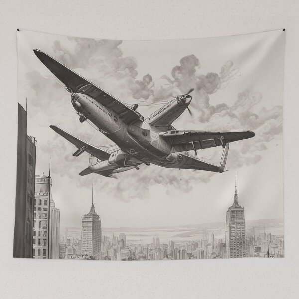 Item preview, Aeroplane Flying Over City Digital Print Design designed and sold by imanshu.
