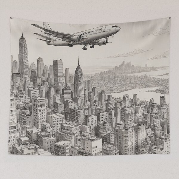 Item preview, Aeroplane Flying Over City Digital Print Design designed and sold by imanshu.