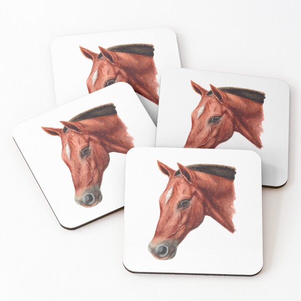 Item preview, Realistic brown horse watercolor painting designed and sold by HappyNoireArt.