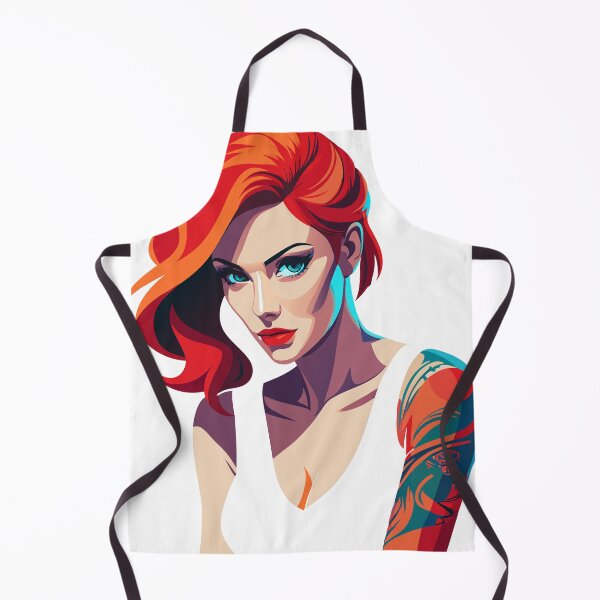 Item preview, partially covering her face the woman has extensive colorfull tattoos on her arms designed and sold by CHRONIN.