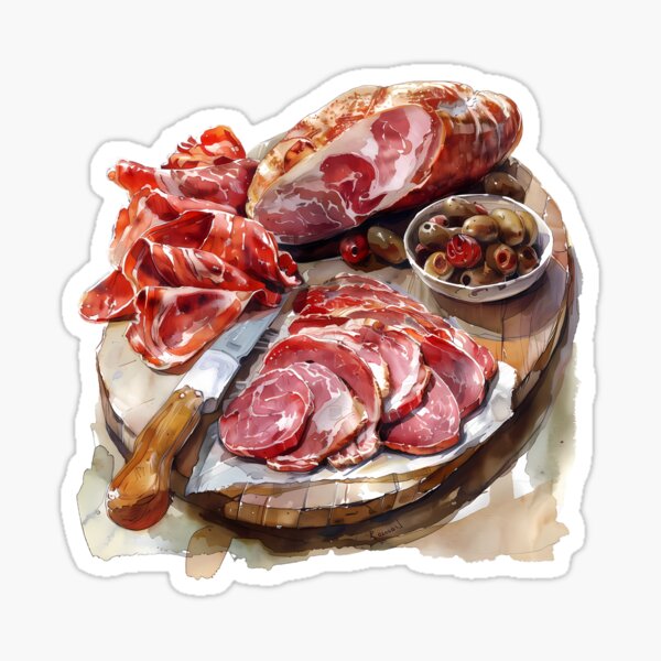 Vista previa del artículo con la obra «acuarela de jamon», diseñado y vendido por Lexa Pix.