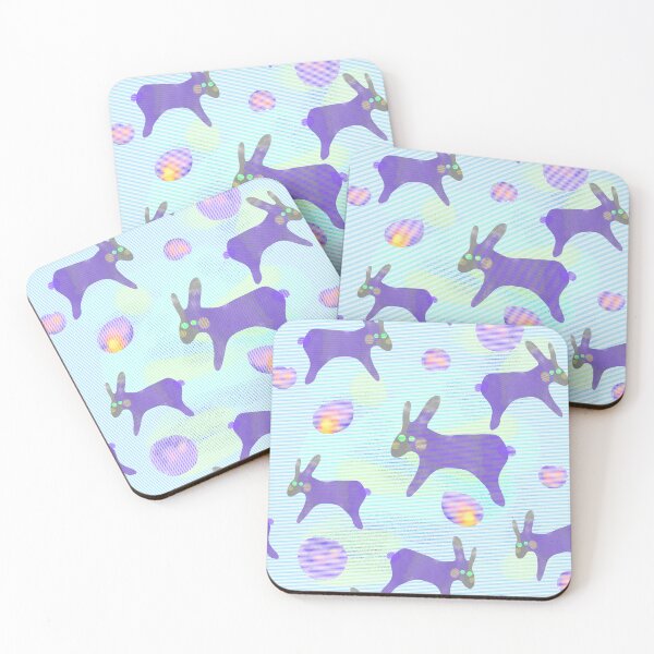 Item preview, Watercolor rabbits on a light background/blue and purple colors designed and sold by My-fake-places.