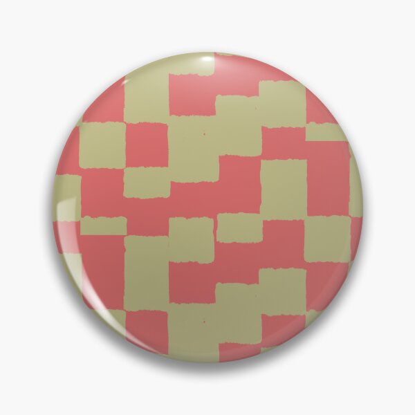 Item preview, shifted checkerboard pattern in coral and olive designed and sold by colorofmagic.