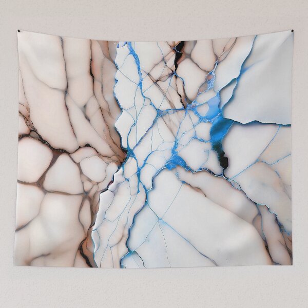 Item preview, White Marble Look (Image Faux Marble) Pinkish Peach Veins Blue Accents designed and sold by Beachy.