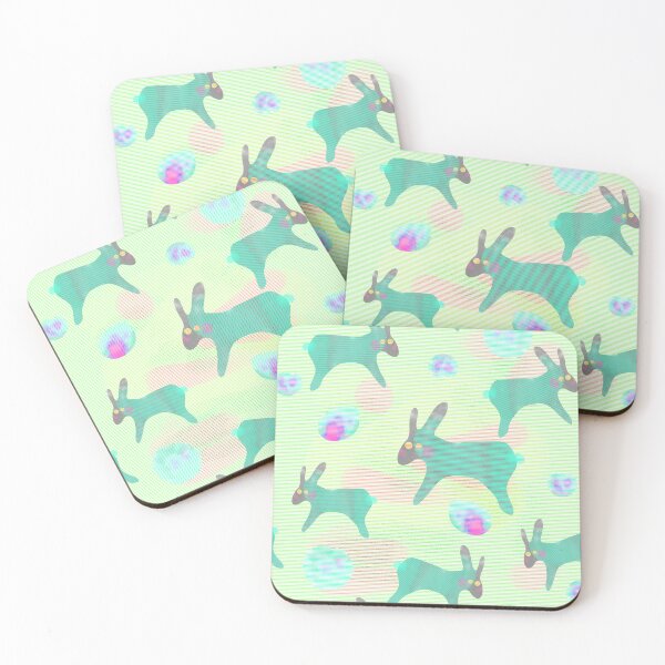 Item preview, Watercolor rabbits on a light background/ turquoise colors designed and sold by My-fake-places.