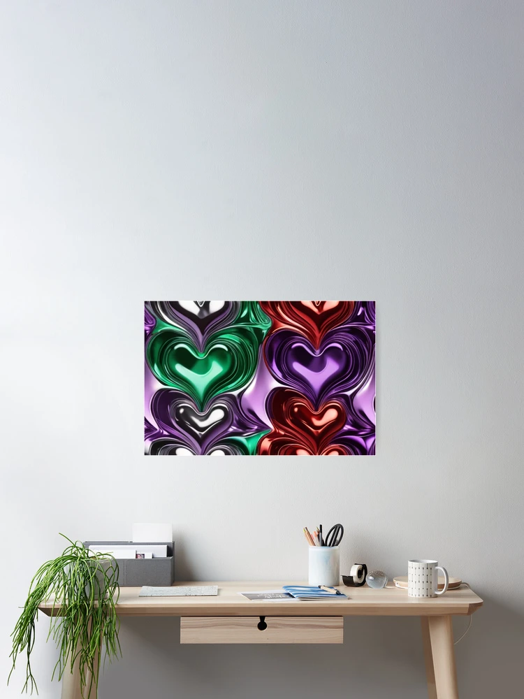 Thumbnail 2 of 3, Poster,  Abstract Hearts Pattern designed and sold by Designfs.