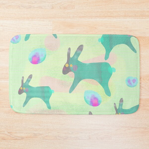 Item preview, Watercolor rabbits on a light background/ turquoise colors designed and sold by My-fake-places.