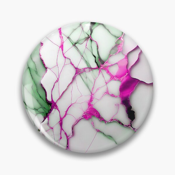 Item preview, White Marble Look (Image Faux Marble) Green Veins Hot Pink Accents designed and sold by Beachy.