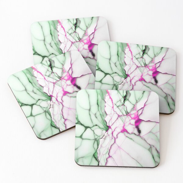 Item preview, White Marble Look (Image Faux Marble) Green Veins Hot Pink Accents designed and sold by Beachy.