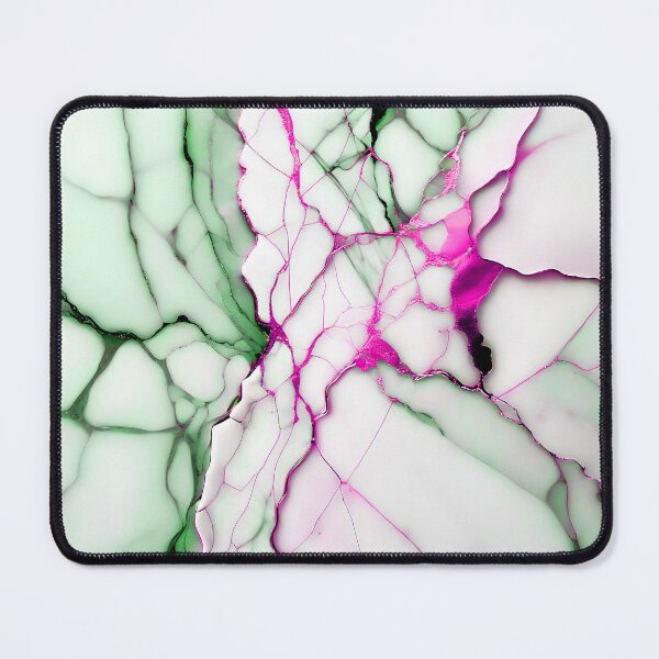 Item preview, White Marble Look (Image Faux Marble) Green Veins Hot Pink Accents designed and sold by Beachy.