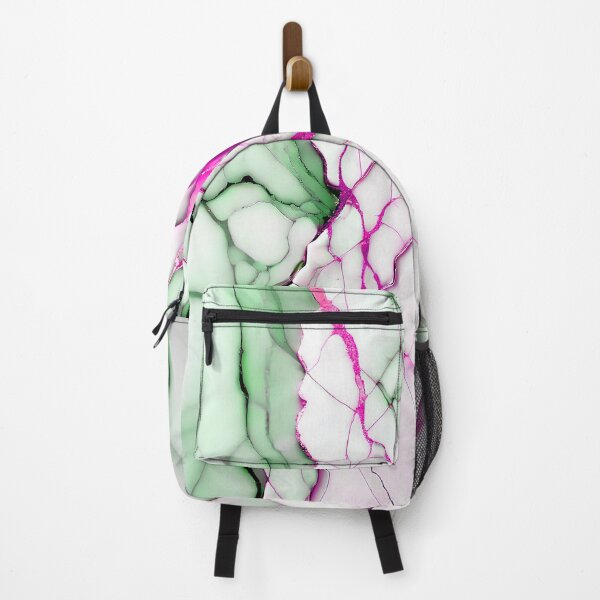 Item preview, White Marble Look (Image Faux Marble) Green Veins Hot Pink Accents designed and sold by Beachy.