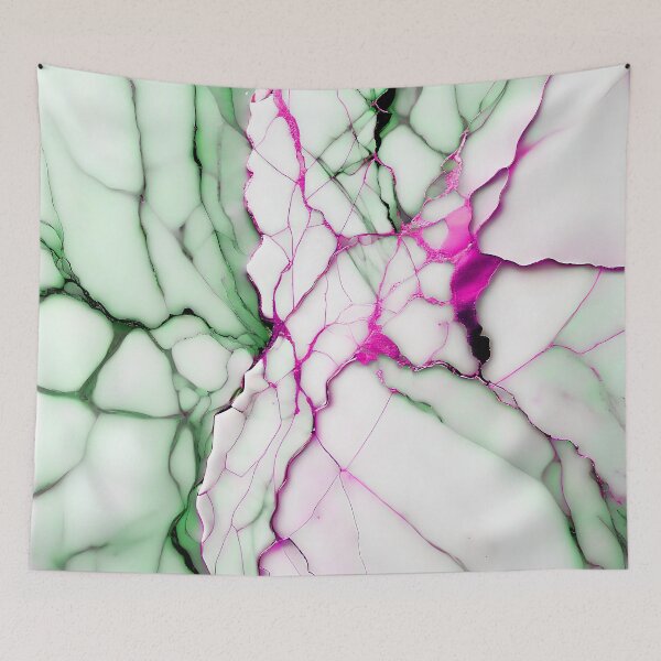 Item preview, White Marble Look (Image Faux Marble) Green Veins Hot Pink Accents designed and sold by Beachy.