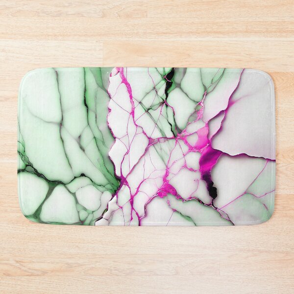 Item preview, White Marble Look (Image Faux Marble) Green Veins Hot Pink Accents designed and sold by Beachy.