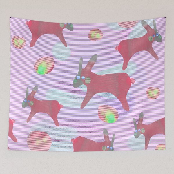 Item preview, Watercolor rabbits on a light background/red colors designed and sold by My-fake-places.