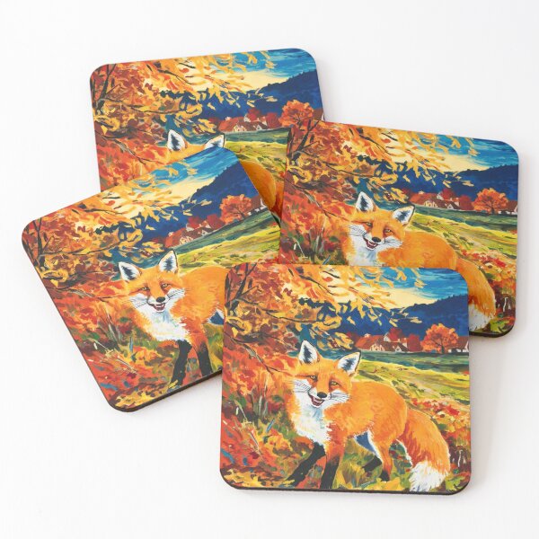 Item preview, Fox Portrait. Autumn season, fall fox, vintage fox, fox painting, Henri Matisse style designed and sold by FoxVibes.