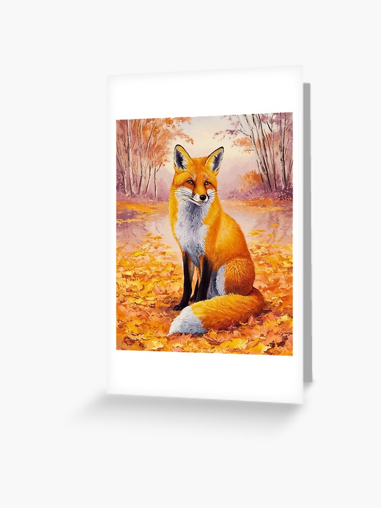Painted Fox Vintage Art | Greeting Card Painted Fox Vintage Art | Greeting Card