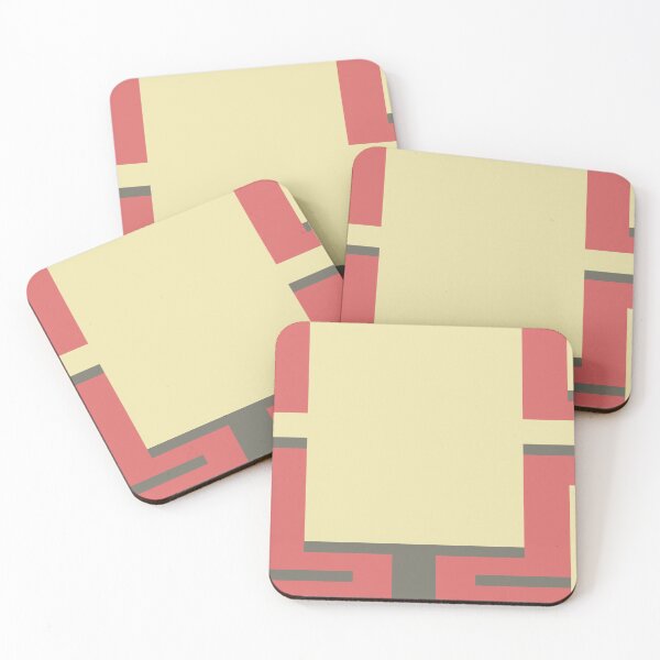 Item preview, abstract geometric rectangles vanilla and coral designed and sold by colorofmagic.