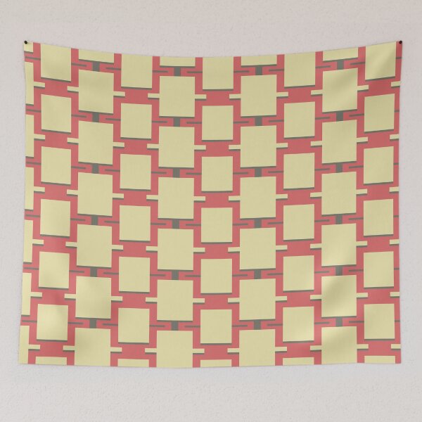 Item preview, abstract geometric rectangles vanilla and coral designed and sold by colorofmagic.