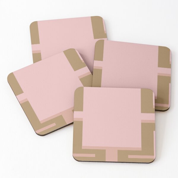 Item preview, abstract geometric rectangles pink clay and oak designed and sold by colorofmagic.