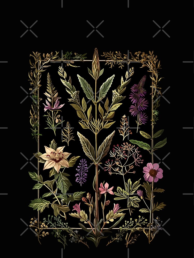 Imagen 5 de 5, Camiseta gráfica con la obra Hierbas oscuras de bruja victoriana, diseñada y vendida por Enyr.