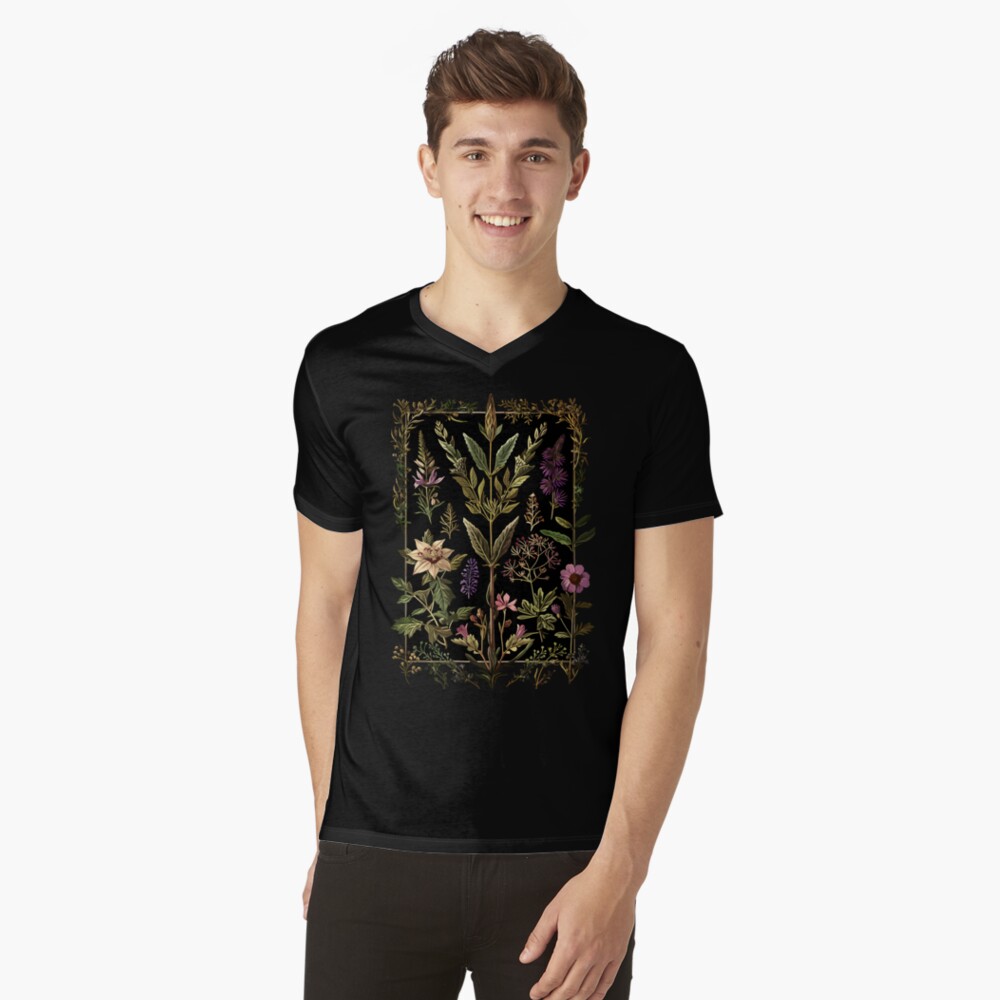 Vista previa del artículo con la obra «Camiseta de cuello en V», diseñado y vendido por Enyr.
