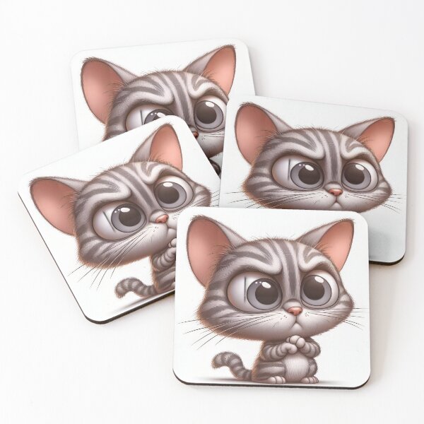 Item preview, Miffed Grey Tabby Cat Cartoon Caricature Rendering designed and sold by CattyCornerPOD.