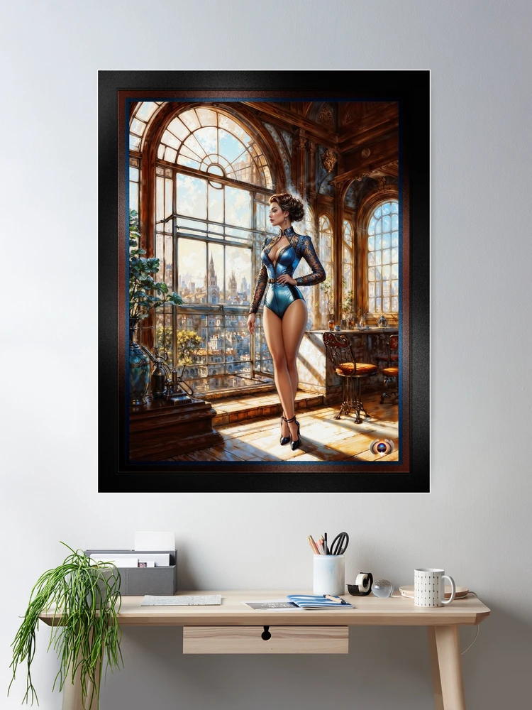 An Elegant Woman In A Sunlit Urban Loft Overlooking The City Captivating AI Concept Art by Xzendor7 Room Decor Poster Art Print 