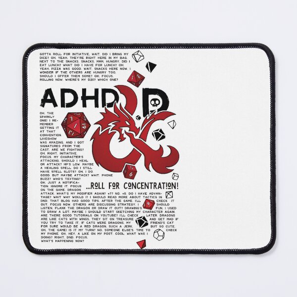Item preview, ADHD&D | Roll for concentration | DnD (in red) designed and sold by keyvei.