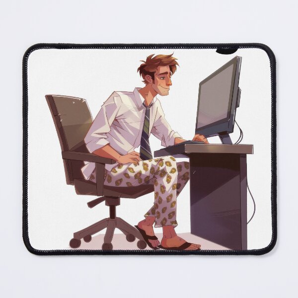 Item preview, Working From Home Man Wearing Shirt And Pyjamas designed and sold by Wormy-23.
