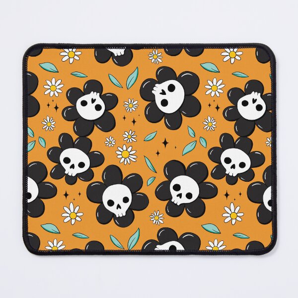 Item preview, Skull flower pattern - black with orange background designed and sold by DidiSunshine.