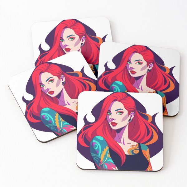 Item preview,  covering her face the woman has extensive colorfull tattoos designed and sold by CHRONIN.