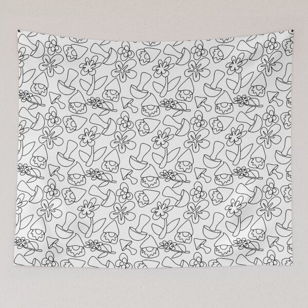Item preview, Gnome and flower repeating pattern/colouring sheet  designed and sold by IttyDesignsByJ.