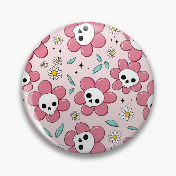 Item preview, Skull flower pattern - pink with light background designed and sold by DidiSunshine.