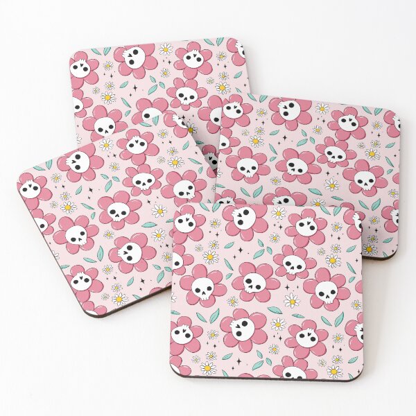 Item preview, Skull flower pattern - pink with light background designed and sold by DidiSunshine.